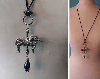 LOVE MY EINHORN/lange kette/bettelkette/einhorn/glücksbringer/kette mit einhorn/talisman/geschenk für sie/kind/mädchen/märchenschmuck/pferd