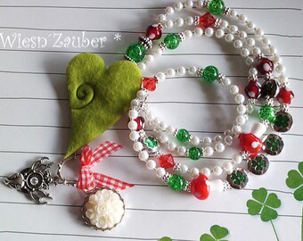 WIESN ZAUBER/statement kette/xxl/trachtenschmuck/hirsch/oktoberfest/herz/bettelkette/dirndl/berge/filzschmuck/folklore/geschenk für sie