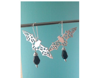 LADY BAT/ohrhänger/ohrringe/ohrschmuck/filigranschmuck/gothic/larp/fledermaus/schmuck/geschenk für sie/halloween/bat/xl