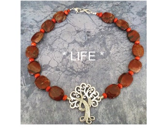 bib/chain/LIFE/gemstone chain/gift for/jasper/tree of life/statement chain/brown chain/infinity/coral/short chain/chunky chain
