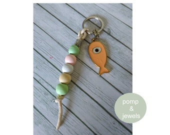 FISH IN PASTEL/keychain/keyring/keyring/zodiac sign/fish/pisces/pastel/lanyard/gift for her/xl