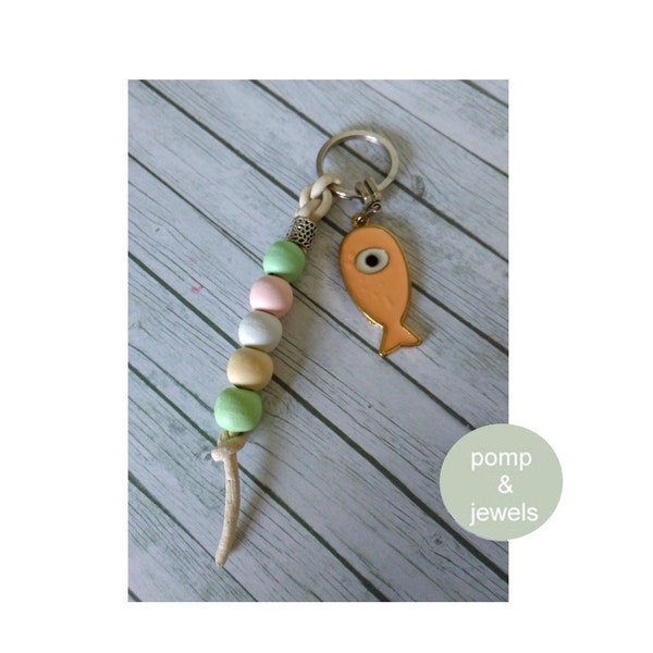 FISCH IN PASTELL/schlüsselanhänger/schlüsselring/keyring/sternzeichen/fisch/fische/pastell/lanyard/geschenk für sie/xl