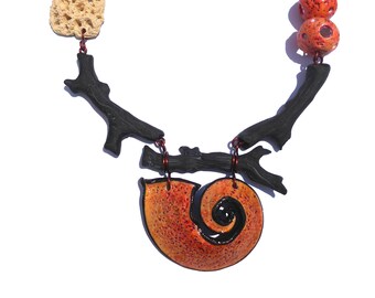Declaración única hermosa mar collar de Coral-regalo para mujeres-hecho a mano