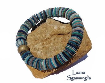 Collar moderno azul/turquesa, joyería veraniega única hecha a mano - hipoalergénico - regalo para ella