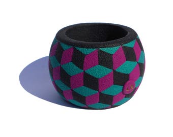 Hecho a mano única del polímero arcilla pulsera cuentas hecho a mano duro mujer idea de regalo efecto CuffBracciale 3D