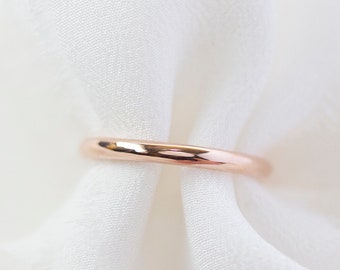 Alex Dome Band (2mm) - 14K Rose Gold Wedding Ring Band - Handmade Jewellery