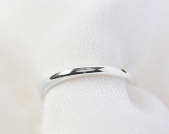 Alex Dome Band (2mm) - 14K White Gold Wedding Ring Band - Handmade Jewellery