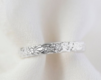 Rune Band (3mm) - 925 Sterling Silver Carved Wedding Ring Band - Handmade Jewellery