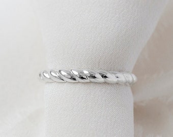 Rope Band (3mm) - Solid 14K White Gold Rope Twist Band - Handmade Jewellery