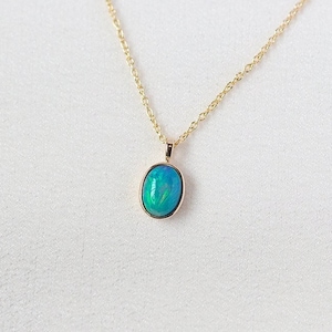 Odette Necklace  - 14K Yellow Gold Ethiopian Opal Bezel Necklace - Handmade Jewellery