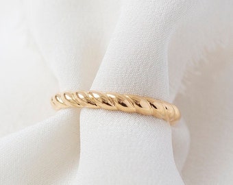 Rope Band (3mm) - Solid 14K Yellow Gold Rope Twist Band - Handmade Jewellery