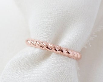 Rope Band (3mm) - Solid 14K Rose Gold Rope Twist Band - Handmade Jewellery