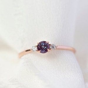 Freya - 14K Rose Gold Alexandrite 3 stone Ring