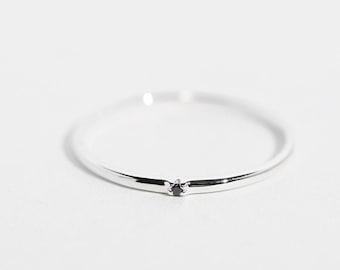 Sirius - 14K White Gold Mini Black Diamond Ring