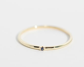 Sirius - 14K Yellow Gold Mini Blue Sapphire Ring