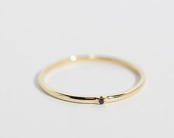 Sirius - 14K Yellow Gold Mini Black Diamond Ring