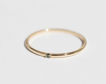 Sirius - 14K Yellow Gold Mini Teal Blue Diamond Ring