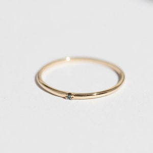 Sirius - 14K Yellow Gold Mini Teal Blue Diamond Ring