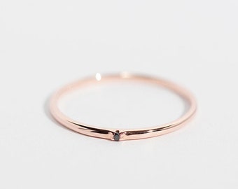 Sirius - 14K Yellow Gold Mini Black Diamond Ring