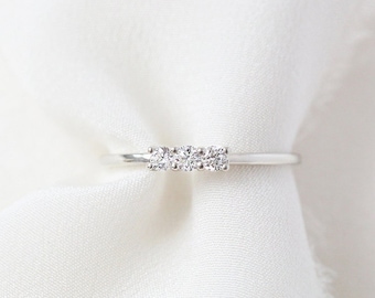 Meissa - 14K White Gold 3 Stone Diamond Ring