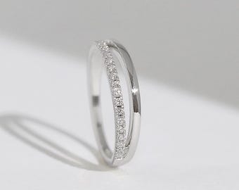 Olsen - Massiver 14K Weißgold Doppel Band Diamant Ring - Handgemachter Schmuck