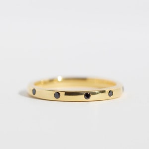Luna 14K Yellow Gold Black Diamond Eternity Ring Band Handmade Jewellery image 1