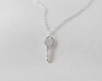Mini Key Necklace  - 925 Sterling Silver Charm Necklace - Handmade Jewellery
