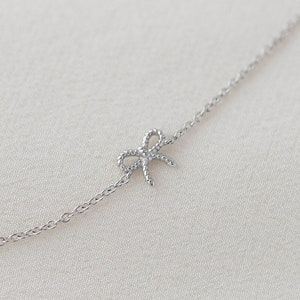 Mon Chéri Bow Bracelet  - 14K White Gold Ribbon Bow Bracelet - Handmade Jewellery