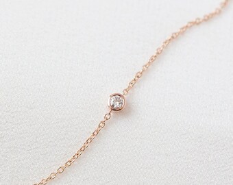 READY-TO-SHIP - Astrid Diamond Bracelet  - 14K Rose Gold Diamond Bracelet - Handmade Jewellery