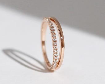 Olsen - Massiver 14K Rosegold Doppel Band Diamant Ring - Handgemachter Schmuck
