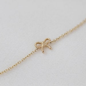Mon Chéri Bow Bracelet  - 14K Yellow Gold Ribbon Bow Bracelet - Handmade Jewellery