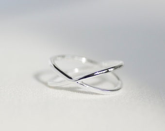 X Ring - 14K White Gold Ring - Handmade Jewellery