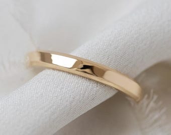 Anillo biselado Aven (3 mm) - Anillo de boda biselado de oro amarillo macizo de 14 quilates - Joyería hecha a mano