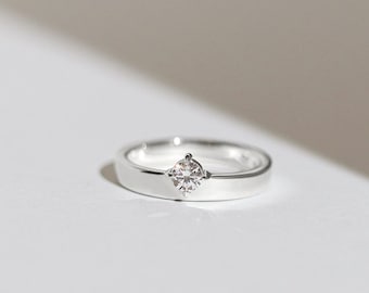 Eclipse - 14K White Gold Floating Engagement White Diamond Ring