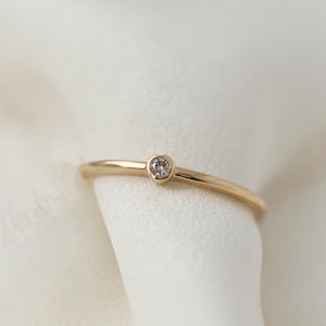 Astrid  - 14K Yellow Gold Champagne Diamond Bezel Ring - Handmade Jewellery