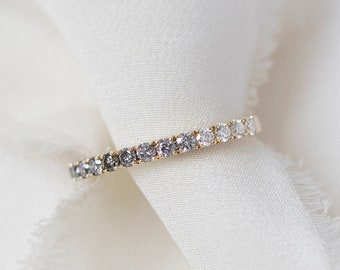 Ombré Stardust II - 14K Yellow Gold Half Eternity ombré diamond Ring - Handmade Jewellery