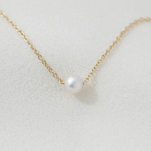 Cocotte - 14K Yellow Gold Floating Pearl Collier - Handgemaakte sieraden