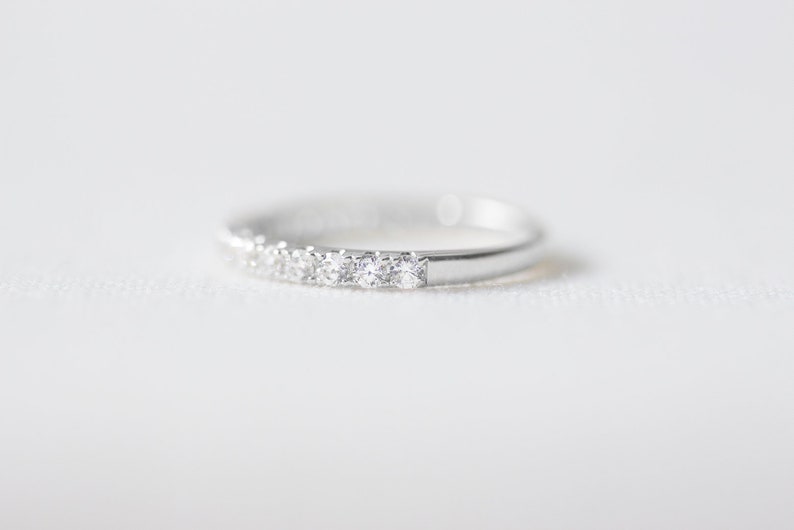 Stardust II 14K White Gold Half Eternity Diamond Ring Handmade Jewellery image 2