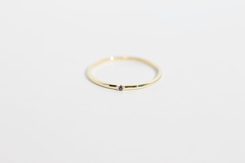 14K Yellow Gold Mini Blue Sapphire Ring Sirius