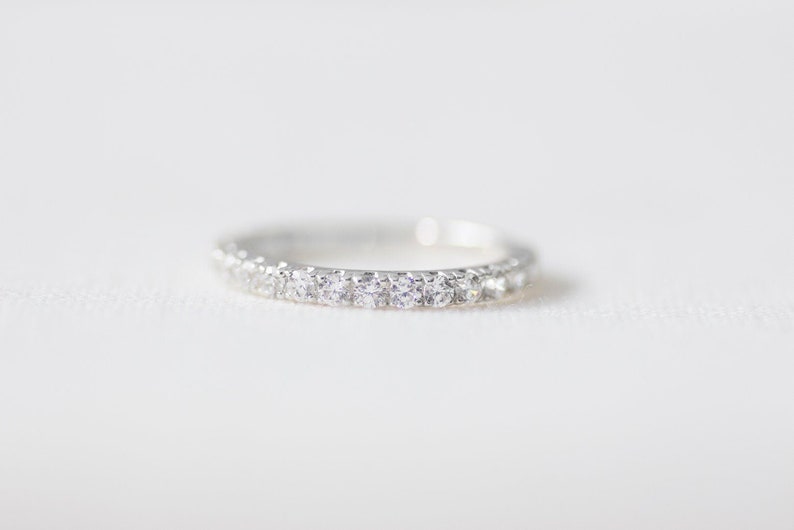 Stardust II 14K White Gold Half Eternity Diamond Ring Handmade Jewellery image 1