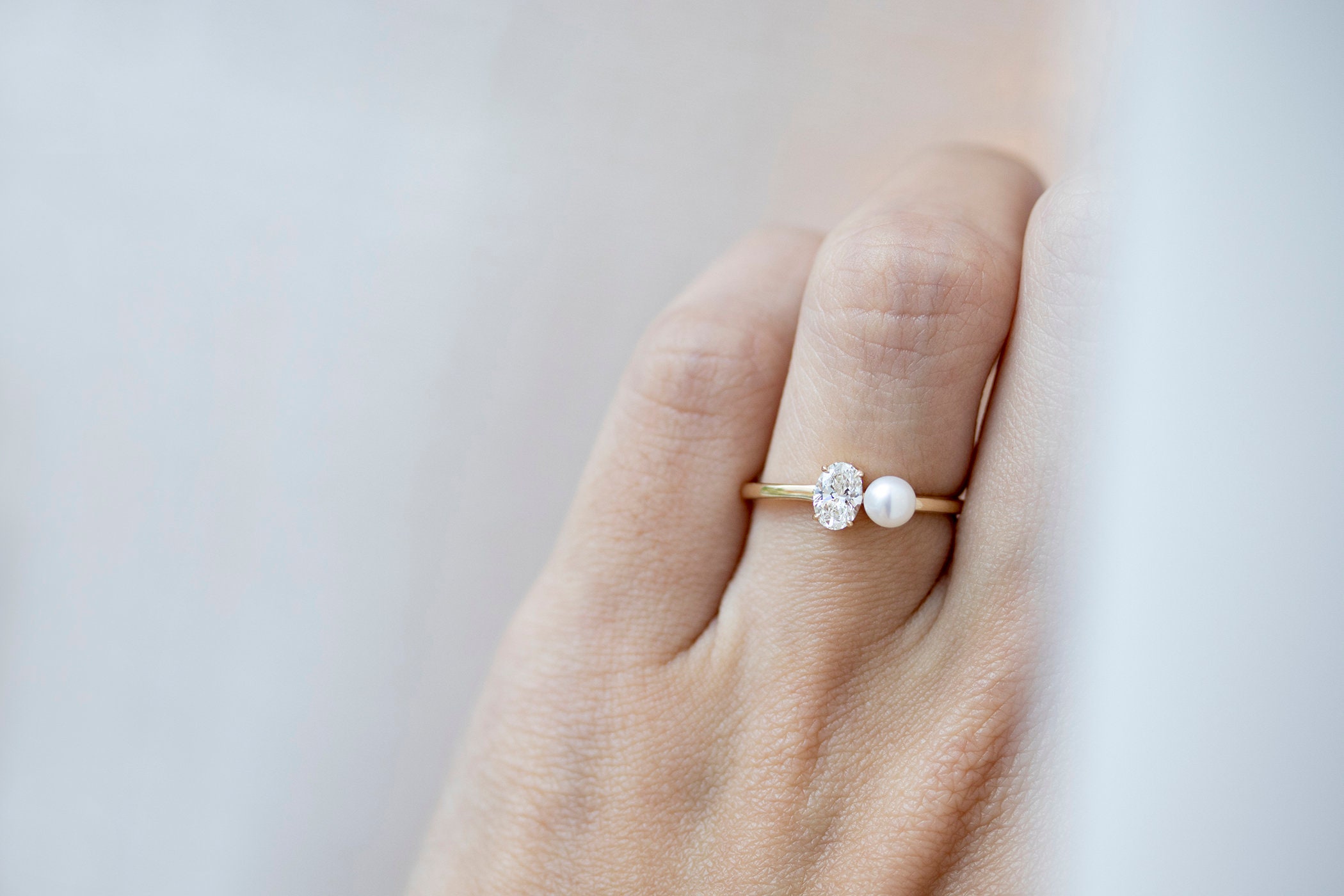 Duet Rings Duet Ring - 14K Yellow Gold Toi Et Moi Double Gemstone Oval Diamond ...