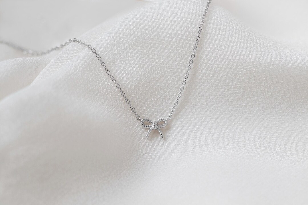 ★Hei★ sv925 plain cubic ribbon necklace HE24SPNSG665XXFR Mon Chéri Bow Necklace - 925 Sterling Silver Ribbon Bow