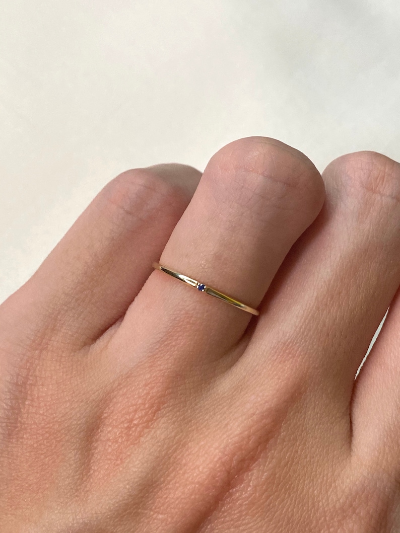 14K Yellow Gold Mini Blue Sapphire Ring Sirius
