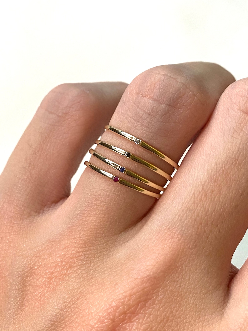 14K Yellow Gold Mini Blue Sapphire Ring Sirius