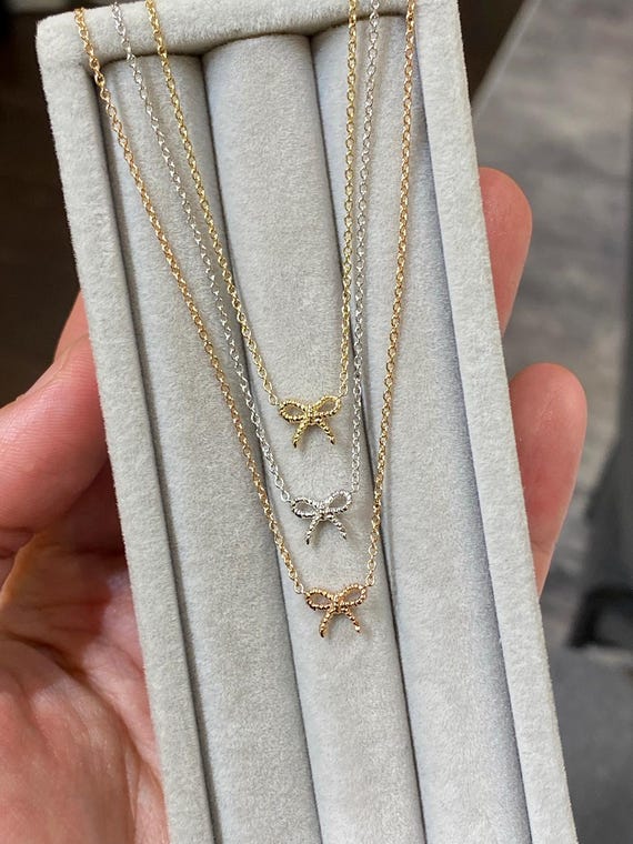 Mon Chéri Bow Necklace - 14K Yellow Gold Ribbon Bow Necklace