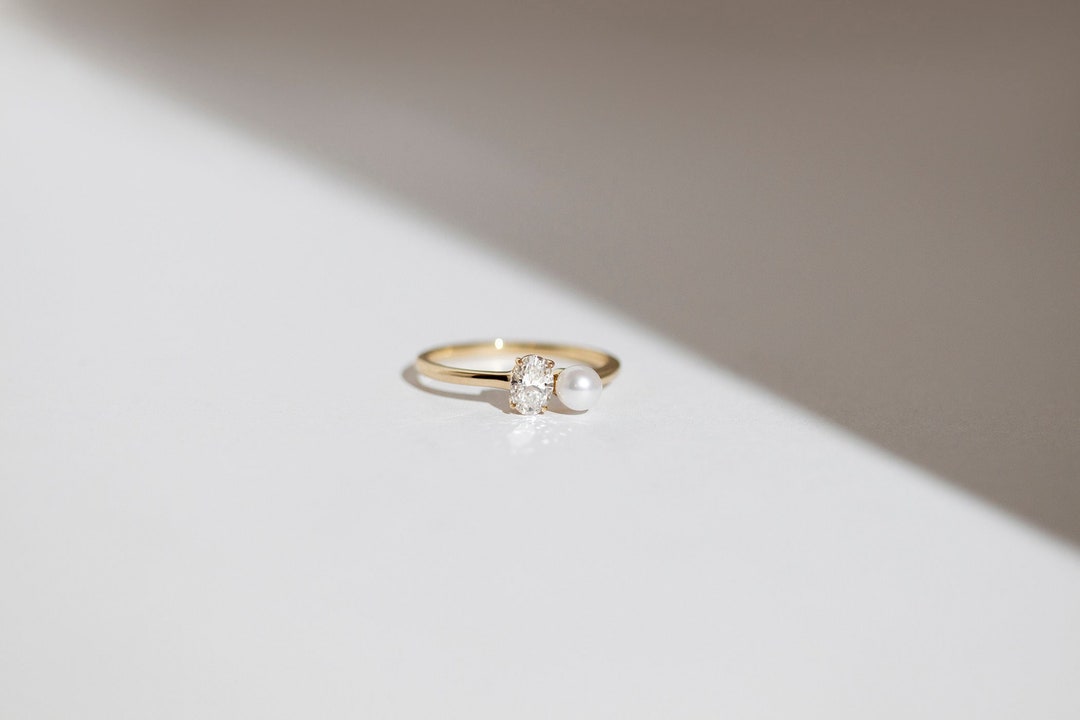 Duet Rings Duet Ring - 14K Yellow Gold Toi Et Moi Double Gemstone Oval Diamond ...