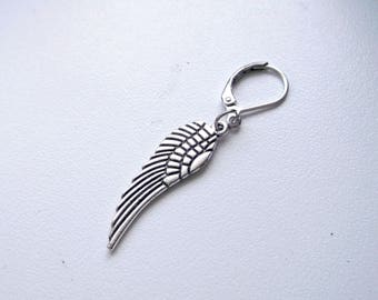 One Angel Wing earring, Silver wing, Metal wing earring, Silver wing earring, for Men, men earring, Masculine earring, Men dangle, Men wing
