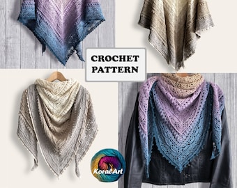 LUNA Crochet shawl pattern, crochet pattern, shawl pattern, digital pattern, charted pattern, crochet chart, triangle shawl, BOHO,