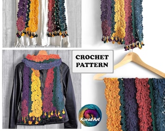 COSMOS Patrón bufanda crochet, chal, patrón digital, patrón trazado, tabla de crochet, BOHO, Calentador de cuello de flores, Elegante, Moda, Regalo,