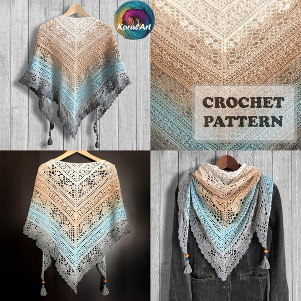 Crochet shawl pattern, crochet pattern, shawl pattern, digital pattern, charted pattern, crochet chart, triangle shawl, LILY SHAWL, BOHO,
